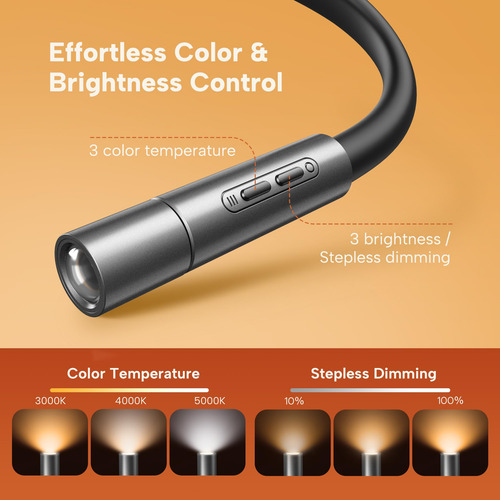 Luz Led De Lectura Para El Cuello, Manos Libres Y Flexible