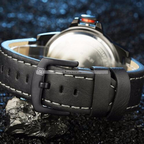Relógio Masculino Couro Preto Analógico Naviforce + Nfe