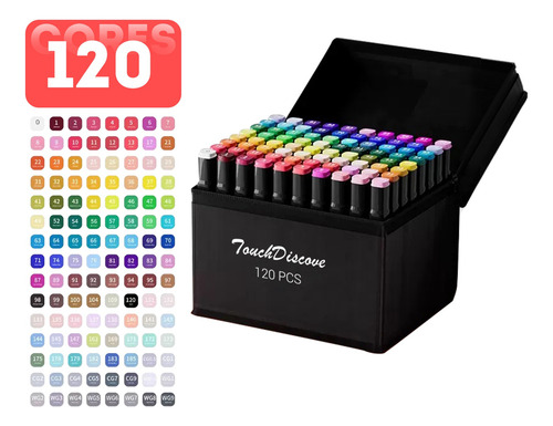 Kit 120 Cores Conjunto Caneta Marcador Canetinha Ponta Dupla