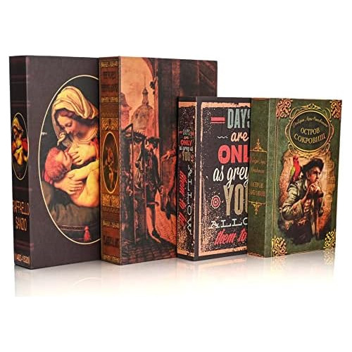 Conjunto De 4 Cajas De Libros Decorativas De Tapa Dura ...