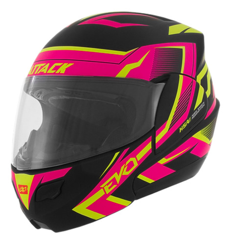 Capacete para moto  escamoteável Pro Tork Attack  EVO  amarelo e rosa attack evo tamanho 62 