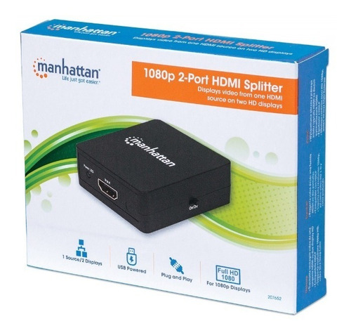 Imagen 3 de 3 de Video Splitter Manhattan Hdmi De 2 Puertos 1080p Usb /v