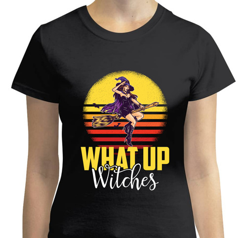 Playera Mujer - Bruja Sobre Escoba - Retro - What Up Witches