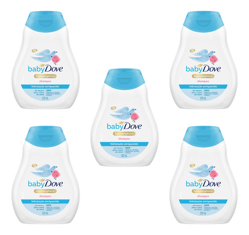 Kit 05 Shampoo Dove Baby Hidratação Enriquecida 200ml