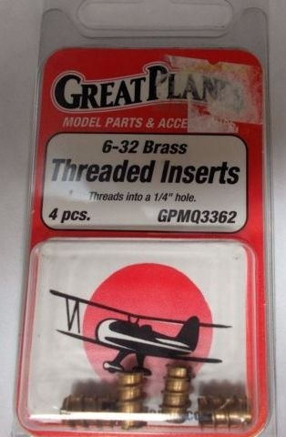 Imagen 3 de 3 de 6-32 Insertos Roscados Con Tornillos Ref 3362 Great Planes.