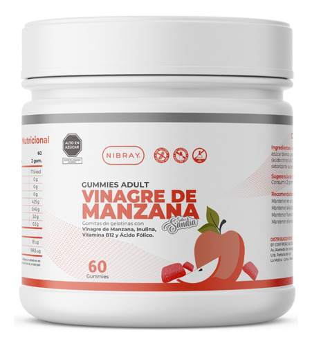 Vinagre De Manzana Con Inulina Vitamina B12 Nibray