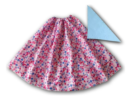 Disfraz Paisana Pollera Con Vuelo + Pañuelo Flores Rosa Acto Flores Rosa 8