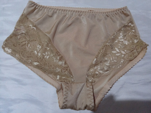 No Ilusion Pantaleta Bikini Satinada Brillosa C/encaj Beige 