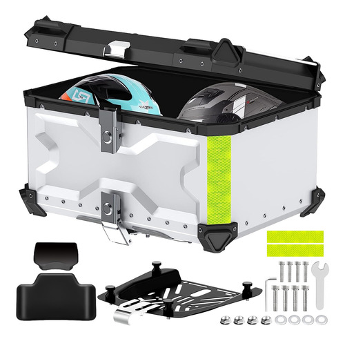 Caja Moto Top Case Aluminio Baul Con Respaldo Para 2 Cascos