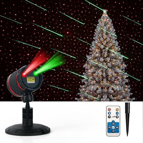 Proyector Laser De Navidad Lluvia De Meteoritos Verdes Luz D