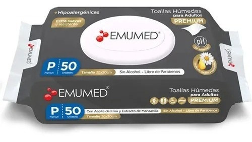 Toallas Húmedas Adulto - Emumed Premium - 50 Uds. 