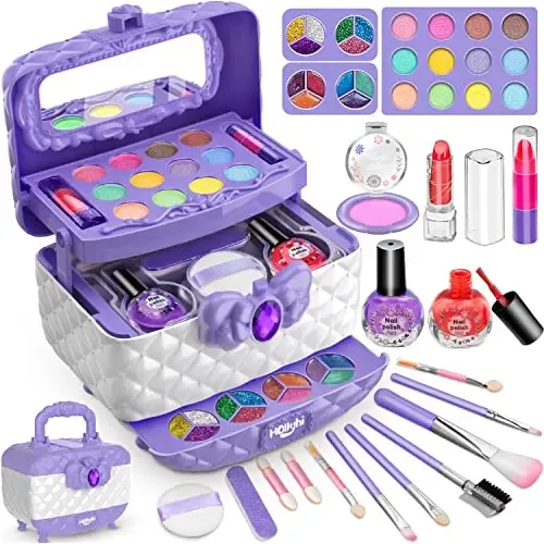 HISUNBEN Juego De Maquillaje Infantil De 17 Colores – Lavable, No Tóxico E Hipoalergénico Para Niñas +5 Años