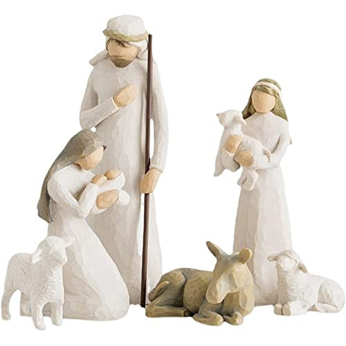 Set Natividad Pintado A Mano Familia Santa Regalo Navid