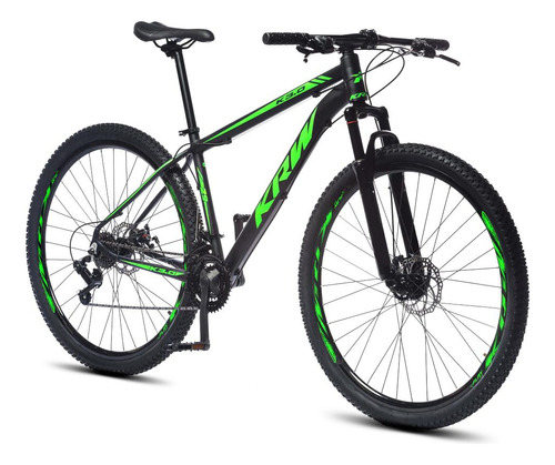 Bicicleta Aro 29 Krw Alumínio 24 Vel Freio A Disco X42 Cor Preto/verde Fosco Tamanho Do Quadro 21