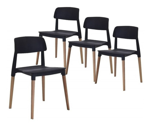 Pack 4 Sillas Comedor Milan Apilable Nordica Moderna Ct Color de la estructura de la silla Negro