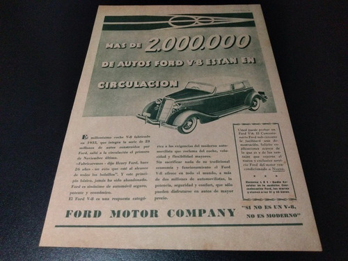 (pa452) Publicidad Clipping Ford V-8 * 1935