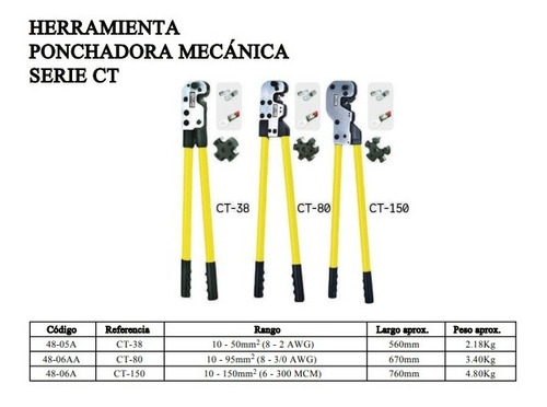 Ponchadora Mecánica Serie Ct-38 10-50mm2 Detal Mayor Oferta