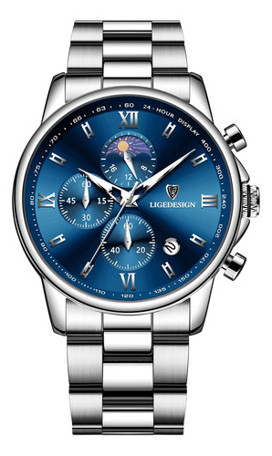 Relojes Para Hombre Lige Casual Acero Reloj Impermeable