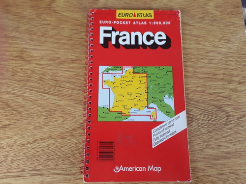 Mapa Francia Euro Atlas Pocket 6 Idiomas Año 1992/3