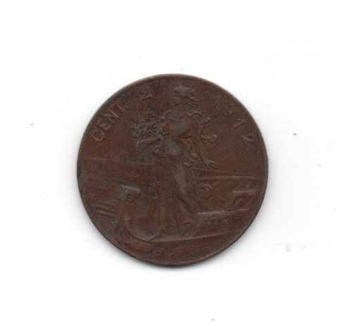 Italia Reino Moneda 2 Centesimi Año 1912 Km#41 Fecha Escasa