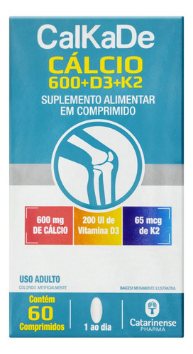 Kit 2 Calkade Cálcio Vitamina D3 + K2 Catarinense 60 Comp