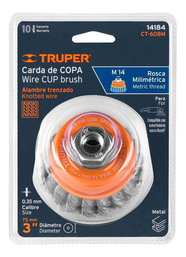 Cepillo Copa Enlazada 3 X 14 Mm Truper 14184