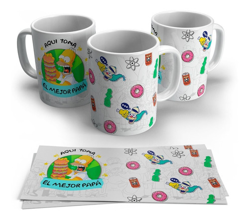 Taza De Ceramica Sublimada Pack Al Mejor Familiar Simpson