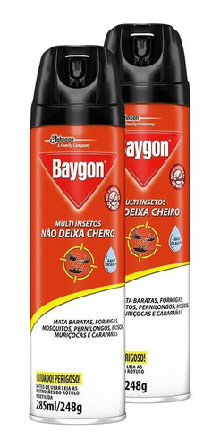 Kit 2 Baygon Multi-insetos Aerossol  À Base De Água 285ml
