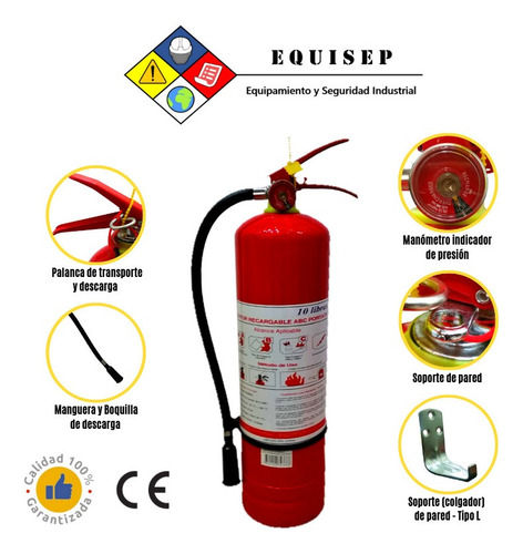Imagen 2 de 9 de Kit Seguridad | Extintor Pqs-abc 10 Lb + Señalética 15*20 Cm