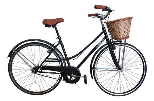 Bicicleta paseo Le Bike Classic Vintage R28 frenos v-brakes o contrapedal color negro con pie de apoyo  