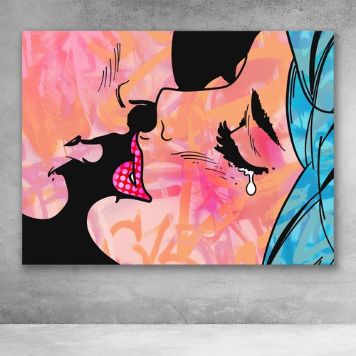 Imagen 3 de 9 de Cuadro-beso Despedida-decorativo-moderno-ultra Hd 100x70cm.