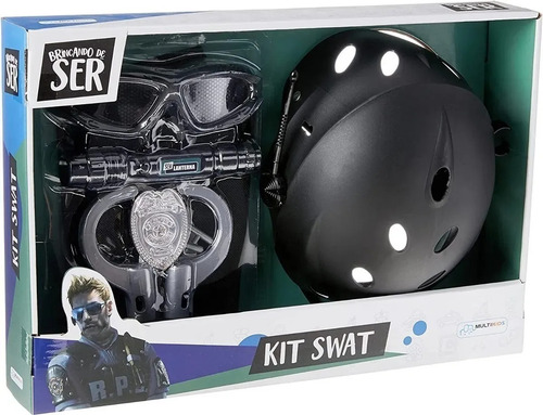 Imagen 2 de 7 de Kit Traje Policia Swat Casco Con Accesorios Rescate Ed