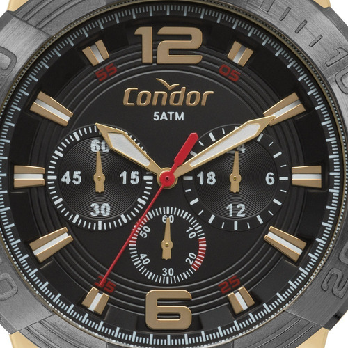 Relógio Masculino Dourado Preto Condor Covd54ay/4p Original