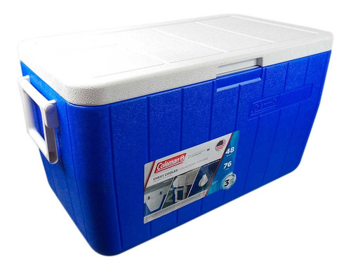 Imagen 6 de 10 de Hielera 48 Qt O 45 Lit Azul Con Asas Tapa Enfriador Coleman