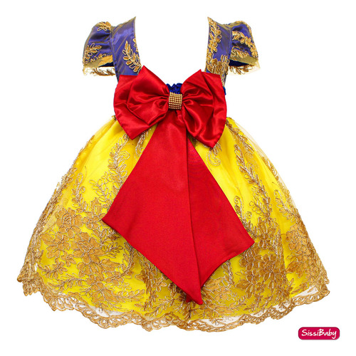 Vestido Infantil Branca De Neve Realeza Super Luxo 1 A 3