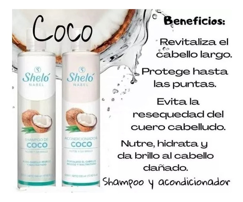 Shampoo, De Coco + Acondicionador De Coco, Shelo Nabel...