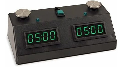 Reloj De Ajedrez Zmf-ii, Negro Con Led Verde