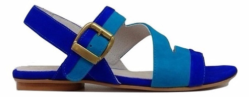 Natacha Zapato Mujer Sandalia Gamuza Azul Y Turquesa #1603