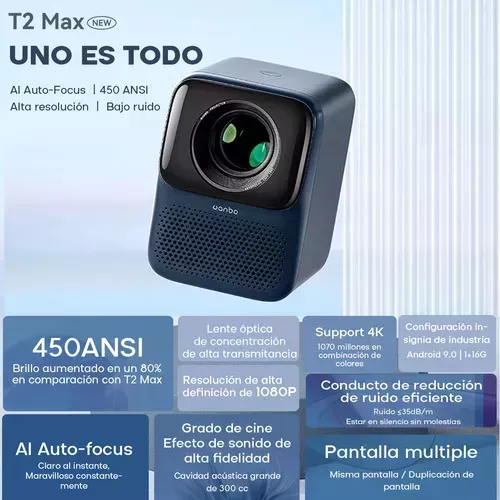 Proyector Wanbo T2 Max New 450ansi Nativa 1080p Azul Marino