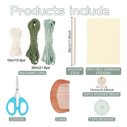 Kit De Macramé Pared Para Principiantes, Tapiz Hojas Y Pluma