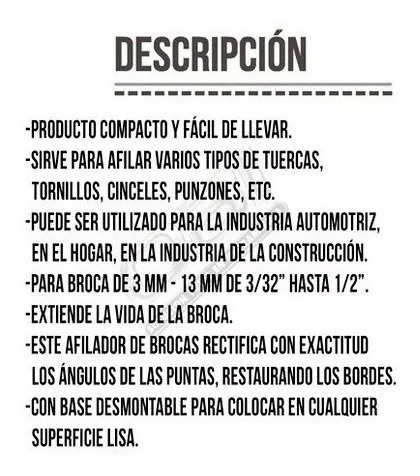 Imagen 3 de 3 de Afilador De Brocas Para Taladro De 3/32 A 1/2 Obi