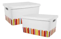 Comprar Cajas Plásticas Deco Baja X 2 Unid. 20 Lts. Colombraro 6028 Color Decoradas Fashion