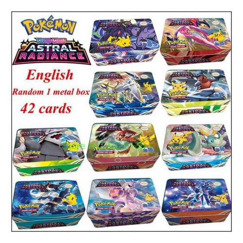 Cartas Pokemon Mazo 42 Cartas + Estuche De Metal Importadas 