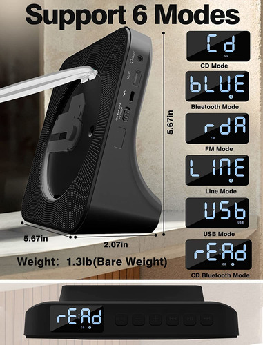 Reproductor De Cd, Bocina Bluetooth, Recargable