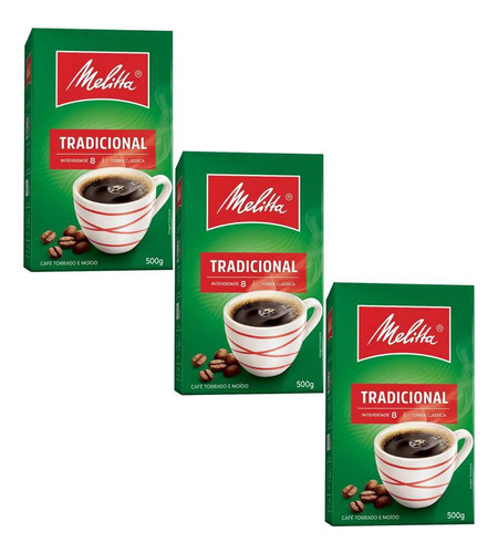 Café Em Pó Tradicional Melitta 500g Kit 3