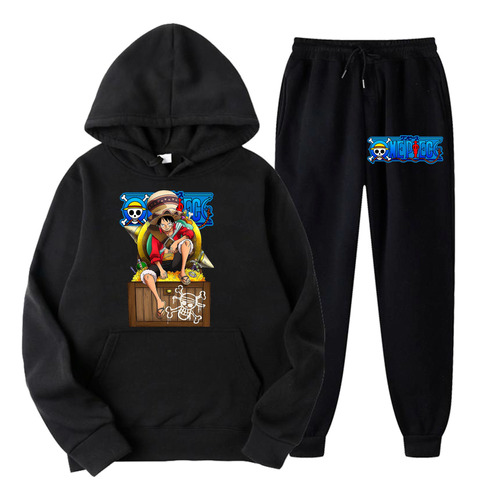 Conjunto Buzo Canguro Y Pantalon One Piece Luffy Anime 