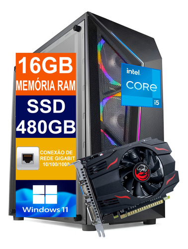 Pc Gamer Cpu I5 7600 / Memória 16gb / Ssd 480gb / Vídeo 4gb