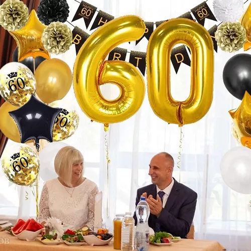 Globos 60 Cumpleaños-decoración Fácil Y Reutilizable Para Fi