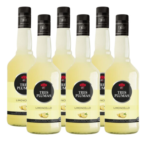 Licor Tres Plumas Limoncello Botella 700ml X6