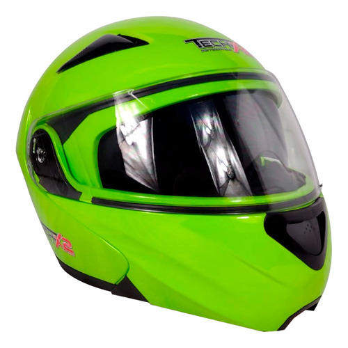 Casco Verde P/moto Cerrado Techx2 Mica Transparente Y Lentes